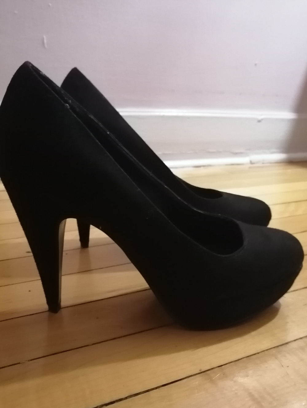 Black Suede High Heel Pumps for Women Size 39 Canadian, High 11 Cm
